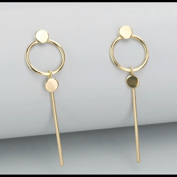 Gold Bar Earrings - Picture 2 of 5